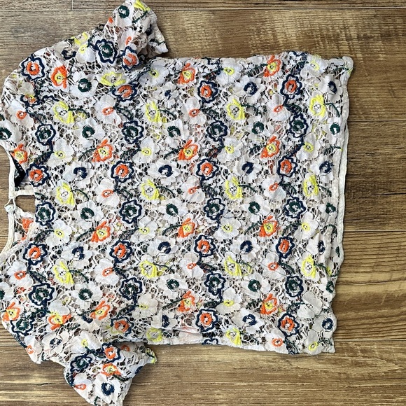 Zara Crocheted Multicolor Floral Crop Top Small - Picture 5 of 7